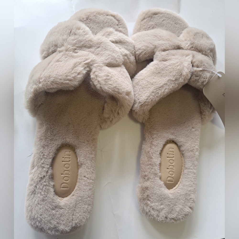 Dobolin ladies faux fur slippers